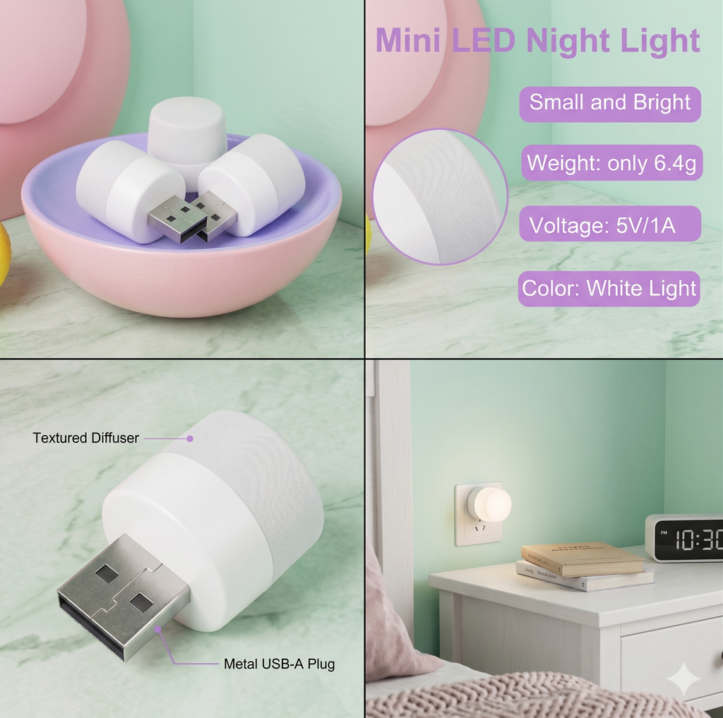 RPMSD Warm White Portable 12-LED USB Mini Light (Pack of 12)