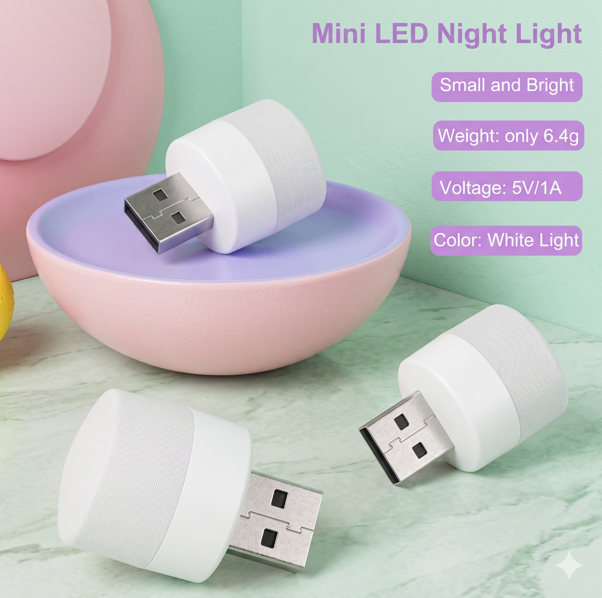 RPMSD Warm White Portable 12-LED USB Mini Light (Pack of 12)