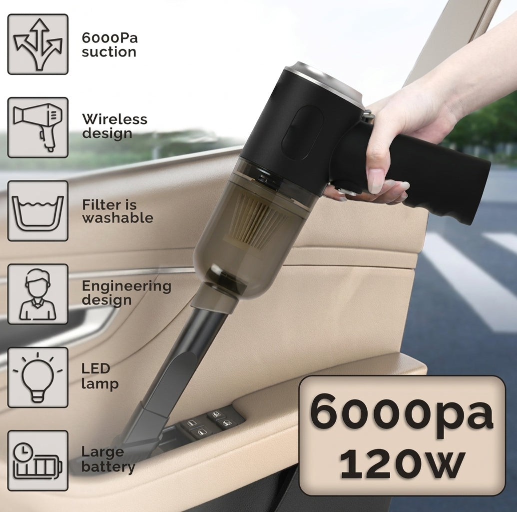Portable Wireless Handheld Vacuum Cleaner – High-Power Mini Dust Cleaner for Car &amp; Home