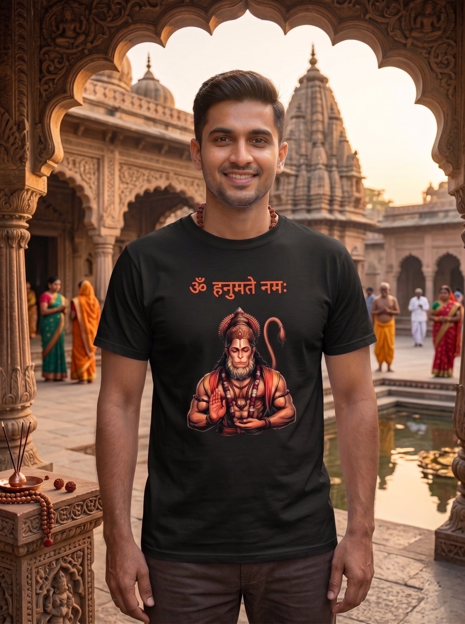 Om Hanumate Namah – Lord Hanuman Premium Spiritual Graphic T-Shirt