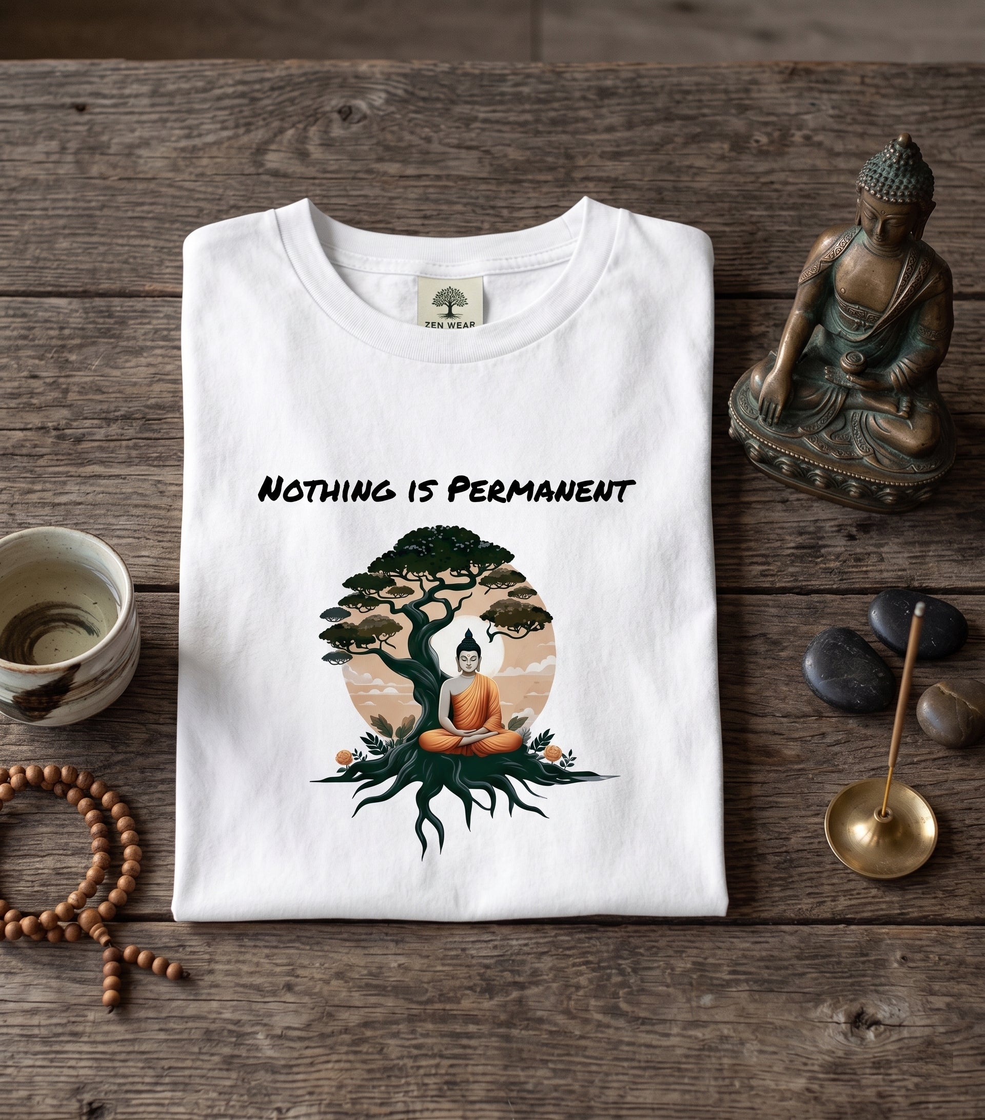 Nothing Is Permanent – Zen Buddha Premium Graphic T-Shirt