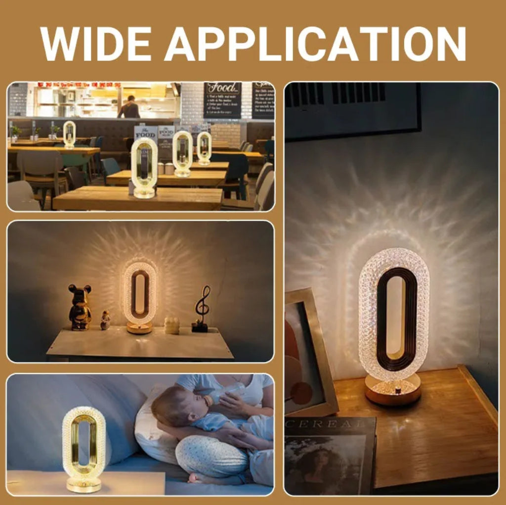 CHARMING NEST Crystal Décor LED Table Lamp – Dimmable &amp; Cordless Luxury