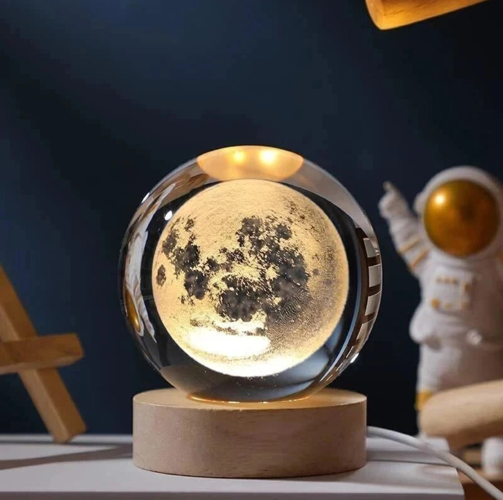 3D Crystal Ball Astronomy Night Lamp – Dolphin &amp; Solar System Fantasy Decor